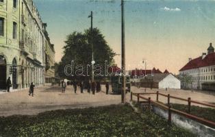 Nagyszeben, Hermannstadt, Sibiu; Hotel Boulevard / utcakép, villamos, szálloda. Kunstanstalt Jos. Drotleff Nr. 503. / street view, hotel, tram