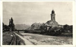 Nagybánya, Baia Mare; Zazar partja, református templom / Calvinist church, Sasar riverside