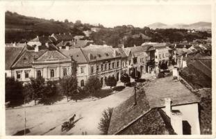 Nagyenyed, Aiud; Mihály vitéz utca, városház, Szeidl szálloda / Strada Mihai Viteazul, Primaria / street view, hotel, town hall  (Rb)