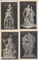 Budapest V. Szabadság tér, Trianon szoborcsoport, irredenta - 4 db régi lap Észak, Dél, Kelet, Nyugat szobraival. A Pesti Hírlap kiadása / 4 pre-1945 postcards Hungarian irredenta statues