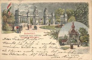 1897 Budapest XIV. Városliget, Ezredéves Országos Kiállítás, főbejáratok, barna 2 Kr. Ga s: Morelli, Dörre T. (EK)
