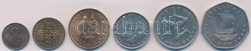 Man-sziget 1971-1975. 1/2p-50p (6xklf) T:1-,2 Isle of Man 1971-1975. 1/2 Penny - 50 Pence (6xdiff) C:AU,XF