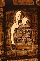 Ország Lili (1926-1978):  Barna ikon. Szitanyomat, papír, hagyatéki pecséttel, üvegezett keretben, 4...