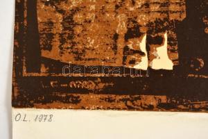 Ország Lili (1926-1978):  Barna ikon. Szitanyomat, papír, hagyatéki pecséttel, üvegezett keretben, 4...