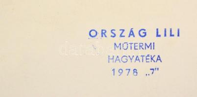 Ország Lili (1926-1978):  Barna ikon. Szitanyomat, papír, hagyatéki pecséttel, üvegezett keretben, 4...