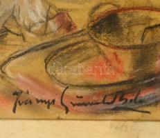 Iványi jelzéssel: Cigány család. Vegyes technika, papír, üvegezett keretben, 30×47 cm