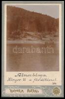 1910 Selmecbánya, a Klinger-tó a fürdőházzal, keményhátú fotó, feliratozva, 12,5×8 cm /  1910 Banská Štiavnica, the Klinger Lake with the bath, photo on cardboard, with notes, 12,5×8 cm