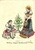 Boldog Magyar Karácsonyt! / Hungarian irredenta propaganda, folklore Christmas greeting. s: Pálffy (EK)