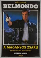 1987 A magányos zsaru, francia akciófilm plakát, főszerepben: Jean-Paul Belmondo, hajtásnyommal, 81x56 cm