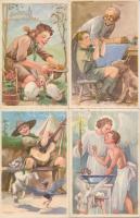 10 db RÉGI Cserkész Levelezőlapok Kiadóhivatal cserkész motívumlap, Márton L. szignóval / 10 pre-1945 Hungarian scout art postcards, signed by Márton L.