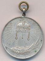 1917. Magyar koronás ezüstözött Br medál füllel, szalag nélkül (30mm) T:2