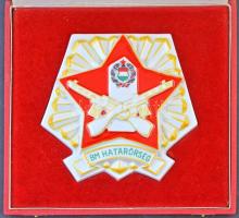 ~1970. BM Határőrség jelzett hollóházi porcelán plakett dísztokban (151x158mm) T:1-