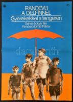 1973 Gyárfás Gábor (1946-): Randevú a delfinnel, bolgár film plakát, hajtott, 57x40 cm