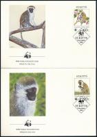 WWF guenon set on 4 FDC WWF: Cerkóf sor 4 FDC