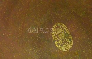 Zsolnay füles díszserleg,  eozin mázas, sérült, jelzett, "Vásárdíj" felirattal, m: 33 cm