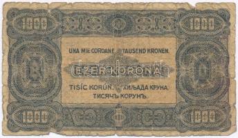 1923. 1000K "8 FILLÉR - NYOLC FILLÉR" felülnyomással, nyomdahely jelölés nélkül T:III-,IV ...