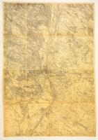 cca 1910 Budapest és Tétény környékének katonai térképe. Vászonra vonva 76x52 cm