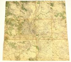 cca 1910 Budapest környékének katonai térképe. Vászonra vonva 51x48 cm
