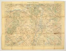 cca 1910 Budapest környékének katonai térképe. Vászonra vonva 60x46 cm