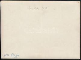 1932 Chevrolet autó Alsógödön, fotó, hátulján feliratozva, 13×18 cm