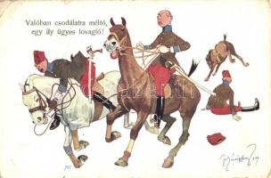 Valóban csodálatra méltó egy ily ügyes lovagló! / K.u.K. military art postcard. B.K.W.I. 336-6. s: Fritz Schönpflug (r)