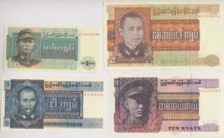 Burma 1972. 1K + 25K + 1973. 5K + 10K T:I  Burma 1972. 1 Kyat + 25 Kyat + 1973. 5 Kyat + 10 Kyat C:UNC