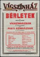 1969 Vígszínház 1969/70-es évad plakát, ragasztott szakadással, 41,5x30 cm
