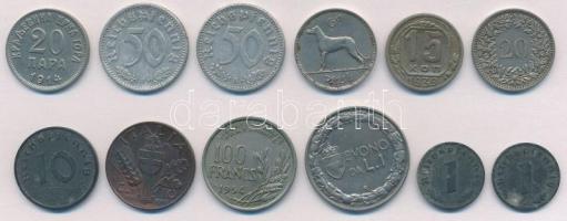 12db-os vegyes külföldi fémpénz tétel, közte Montenegró 1914. 20p Ni T:2,2- 12pcs of various metal coins, including Montenegro 1914. 20 Para Ni C:XF,VF