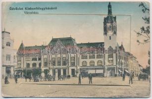 1915 Kiskunfélegyháza, Városháza, Frank Ignatz és fiai, Rosenberg, Göröcs Farkas, Csernus Sándor, Keleti Adolf üzlete. leporellocard (EK)