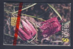 1995 Védett virágok kockás liliom 50 egységes telefonkártya eredeti csomagolásban