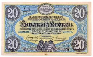 Zalaegerszeg / hadifogolytábor 1916. augusztus 15. 20K arab sorozat és sorszámmal, sorozat előtt &qu...