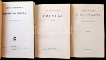 Móricz Zsigmond 3 műve: 
Úri muri, Harmatos rózsa, Arany szoknyák.
Bp.,é.n., Athenaeum. Kiadói ara...
