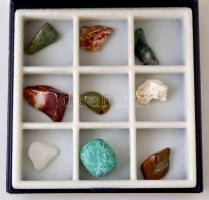 27 db csiszolt ásvány, műanyag tokban ( 3db), leírással
