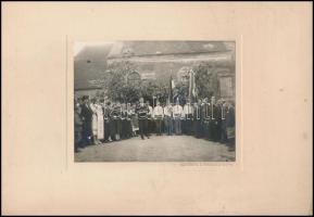 1927 Sopron, Levente ünnepély, 3 db kartonra kasírozott fotó Schöberl műterméből, 11×15,5 cm