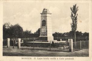 Mohács, Lengyel emlékmű a Szepessy-parkban, II. Lajos király emlék - 2 db régi képeslap / 2 pre-1945...