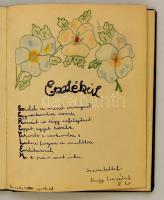 1939-1942 Régi emlékkönyv, érdekes bejegyzésekkel, rajzokkal