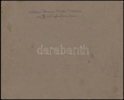 cca 1914-1918 Csoportkép, közte Weber Ferenc tüzér tizedes, fotó, kartonra ragasztva, hátulján felir...