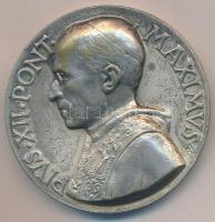 DN XII. Piusz pápa ezüstözött fém emlékérem PIVS XII PONT MAXIMVS Szign.: MA (50mm) T:2 ND Pope Pius XII silver plated metal medallion PIVS XII PONT MAXIMVS Sign.: MA (50mm) C:XF