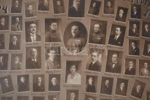 1924-1925 A m. kir. állami autóüzem központi telep műhely tagjai, tablókép, üvegezett fa keretben, 1...