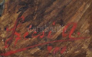 1900 szoblahói Pálmay József (1863-?) hadapród-tiszthelyettes, levéltárnok portréja, festett fotó, k...