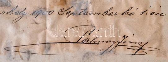 1900 szoblahói Pálmay József (1863-?) hadapród-tiszthelyettes, levéltárnok portréja, festett fotó, k...