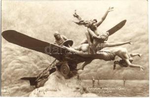 5 db RÉGI repülő motívumos képeslap / 5 pre-1945 motive postcards: aeroplanes