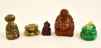 Nevető Buddha és egyéb távol-keleti figurák, 5 db