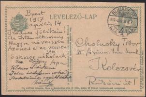 1917 Cholnoky Jenő (1870-1950) földrajztudós saját kézzel írt sorai fiának, Cholnoky Tibornak (1901-...