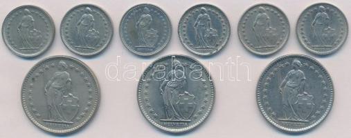 Svájc 1968-1989. 1/2Fr (6x) + 2Fr (3xklf) T:2
Switzerland 1968-1989. 1/2 Franc (6x) + 2 Francs (3xd...