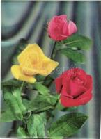 8 db modern  virág motívumos dimenziós (3D)  képeslap / 8 modern dimensional 3D Hungarian town-view ...