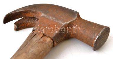 Régi kalapács, jelzett, fa nyéllel, h: 32,5 cm