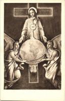 4 db régi vallás motívumos képeslap, XXXIV: Nemzetközi Eucharisztikus Kongresszus / 4 pre-1945 religious motive postcards