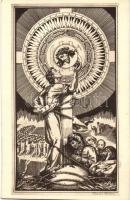 4 db régi vallás motívumos képeslap, XXXIV: Nemzetközi Eucharisztikus Kongresszus / 4 pre-1945 relig...