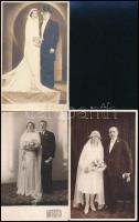 cca 1920-1940 Esküvői fotók, 5 db fotólap, 14×9 cm